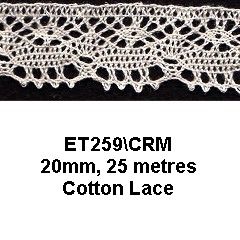 Cotton lace 20mm Essential Trimmings ET259----