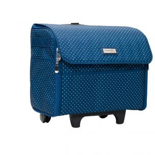 Sewing Machine Trolley Bag on Wheels Blue & White Spot, Sewing Machine Storage Case for Brother, Singer, Bernina and Most Machines Everything Mary EVM12439-1