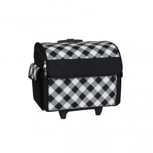 Sewing Machine Trolley Bag on Wheels Black & White Diagonal Check, Sewing Machine Storage Case for Brother, Singer, Bernina and Most Machines Everything Mary EVM8800-21