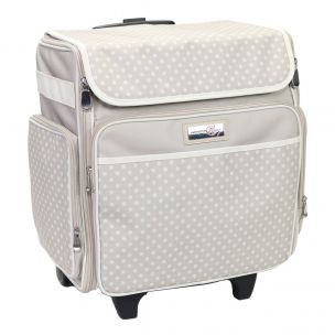 Craft Trolley Bag Tan Dot, Craft Organiser on Wheels for Sewing, Scrapbooking, Paper Craft and Art, Storage Case for Supplies and Accessories Everything Mary EVM12737-3