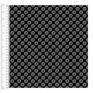 Cotton Craft Fabric 110cm wide x 1m Basics Circles, Black Sewing Online 14548-BLACK
