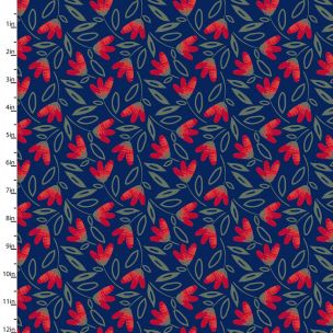 Cotton Craft Fabric 110cm wide x 1m Madison Collection Red Buds Sewing Online 16516-NVY
