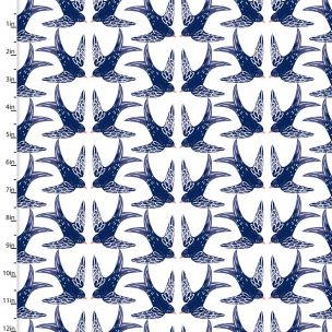 Cotton Craft Fabric 110cm wide x 1m Madison Collection Swallows Sewing Online 16518-WHT