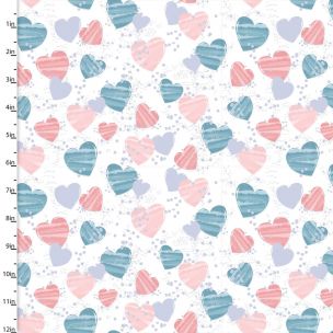 Brushed Cotton Craft Fabric 110cm wide x 1m Mommy and Me Collection Hearts Sewing Online 16534-WHT