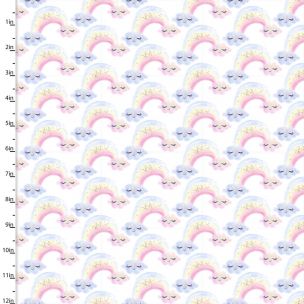 Cotton Craft Fabric 110cm wide x 1m Unicorn Utopia Collection Rainbows Sewing Online 16572-WHT