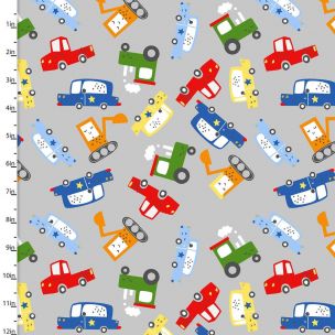 Cotton Craft Fabric 110cm wide x 1m Drivers Wanted Flannel Collection-Traffic Jam Sewing Online 16783-GRAY