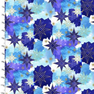 Cotton Craft Fabric 110cm wide x 1m Magical Galaxy Metallic Collection-Stars Sewing Online 17162-MLT