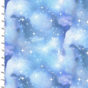 Cotton Craft Fabric 110cm wide x 1m Magical Galaxy Metallic Collection-Twilight Starry Sky Sewing Online 17169-BLU