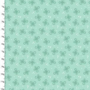Cotton Craft Fabric 110cm wide x 1m Summer Song Collection-Mint Butterfly Sewing Online 17264-MINT
