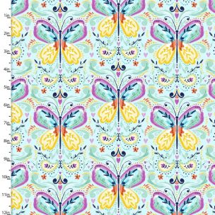 Cotton Craft Fabric 110cm wide x 1m Summer Song Collection-Blue Butterflies Sewing Online 17267-BLUE