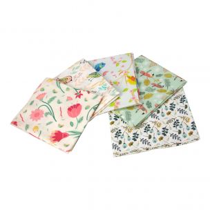 Spring Time Birds Themed Pack of 5 Cotton Fat Quarters Sewing Online FA210