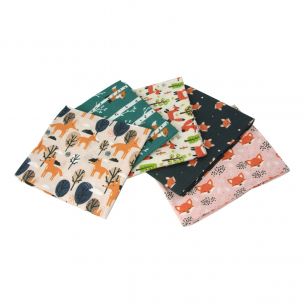 Woodland Fox Themed Pack of 5 Cotton Fat Quarters Sewing Online FA213