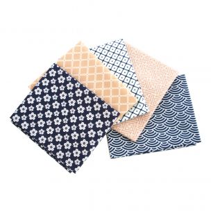 Geometric Navy Themed Pack of 5 Cotton Fat Quarters Sewing Online FA224