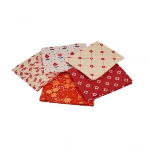 Countryside Style Red Themed Pack of 5 Cotton Fat Quarters Sewing Online FA239