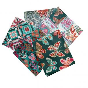 Folk Flora Design Fat Quarter Bundle-Pack of 5 Cotton Fat Quarters Sewing Online FE0135