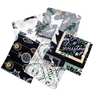 Christmas Shine Design Fat Quarter Bundle-Pack of 5 Cotton Fat Quarters Sewing Online FE0137