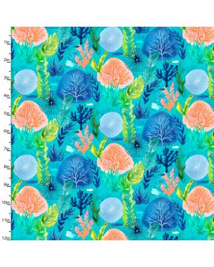 Cotton Craft Fabric 110cm wide x 1m Sandsational Collection-Under The Sea Sewing Online 22930-TRQ