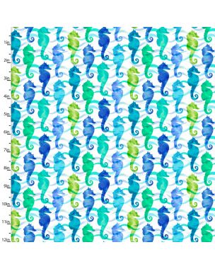 Cotton Craft Fabric 110cm wide x 1m Sandsational Collection-Sea Horsing Around Sewing Online 22935-TRQ