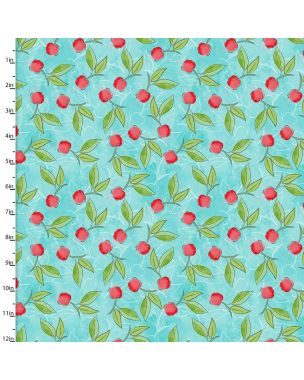 Cotton Craft Fabric 110cm wide x 1m Sweet Summertime Collection-Cherries Galore Sewing Online 22952-TURQ