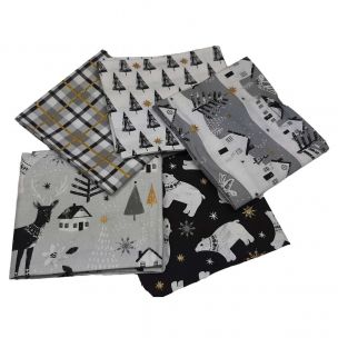 Peace on Earth Metallic Christmas Fat Quarter Bundle-Pack of 5 Cotton Fat Quarters Sewing Online FE0124