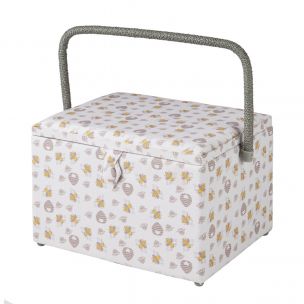 Large Sewing Box Honey Bee Fabric | 31 x 23 x 20cm | Storage and Organiser Basket with Compartments for Sewing Supplies, Accessories, Thread, Needles and Scissors Sewing Online GA1127L