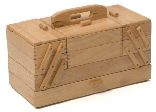 Premium Quality Wooden Sewing Box Solid Pine Light Wood Large (23.5 x 45 x 32cm) Hobby Gift GB9590