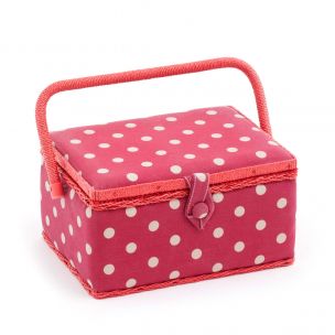 Cream and Red Polka Dot Medium Sewing Basket | HobbyGift MRM/22V Sewing Online MRM-22V