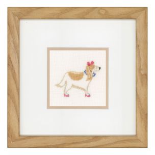 Counted Cross Stitch Kit: Dog with Pink Bow (Linen) Lanarte PN-0148695