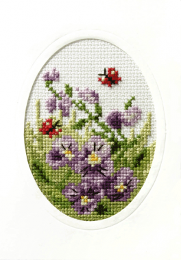 Cross Stitch Card Pansies Orchidea ORC-6096