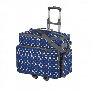 Sewing Online Sewing Machine Trolley Bag on Wheels, Navy Polka Dot | 47 x 35 x 23cm | Sewing Machine Storage for Janome, Brother, Singer, Bernina, and Most Machines - PT750-NAVY-POLKA