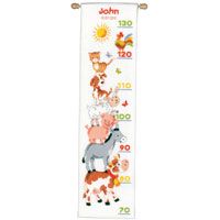 Counted Cross Stitch Kit: Height Chart: Farm Animals Vervaco PN-0144082