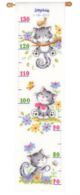Counted Cross Stitch Kit Height Chart Kitten Vervaco PN-0021581