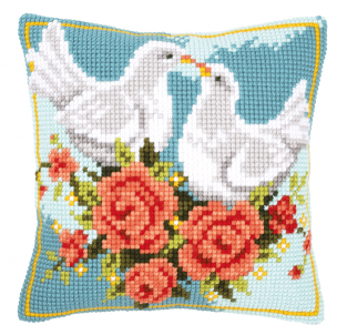 Cross Stitch Cushion White Doves Vervaco PN-0143723