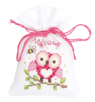 Counted Cross Stitch Kit Pot Pourri Bag Owl Pink Vervaco PN-0144375