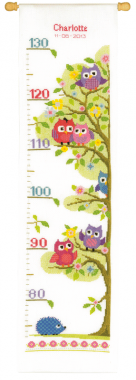 Counted Cross Stitch Kit Height Chart Owls Vervaco PN-0147238