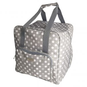 Large Overlocker Bag Grey Polka Dot | 38 x 36 x 33cm | Carry Bag for Janome, Brother, Singer, Bernina and Most Overlockers Sew Stylish PT650-GREY-POLKA