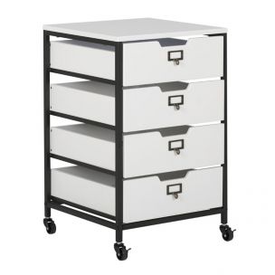 4 Drawer Mobile Sewing Storage Drawers / Craft Organiser Cart White Drawers and Charcoal Black Frame and Locking Wheels. Multipurpose: Bathroom, Kitchen, Home Office, or Laundry Room Sewing Online 10224