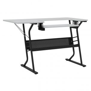 Small Sewing Table White Top with Black Legs, Sewing Machine Table with Adjustable Platform, Drop Leaf Extension and Storage Shelf, Multipurpose: Use as Quilting/Craft Table/Gaming/Computer Desk Sewing Online 13367