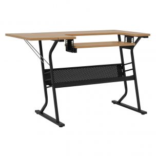 Small Sewing Table Maple Top with Black Legs, Sewing Machine Table with Adjustable Platform, Drop Leaf Extension and Storage Shelf, Multipurpose: Use as Quilting/Craft Table/Gaming/Computer Desk Sewing Online 13368