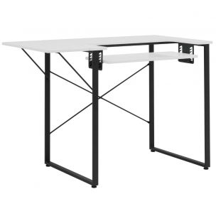 Small Sewing Table White Top with Black Legs, Sewing Machine Table with Adjustable Platform and Drop Leaf Extension, Multipurpose: Use as a Quilting/Craft Table or Gaming/Computer Desk, 13405 Sewing Online 13405