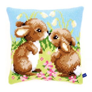 Cross Stitch Cushion: Little Rabbits Vervaco PN-0021437