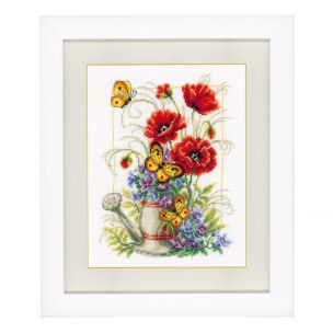 Counted Cross Stitch: Watering Can Flowers Vervaco PN-0021583