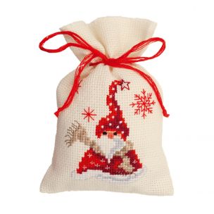 Counted Cross Stitch Kit: PP Bag: Santa & Scarf Vervaco PN-0144319