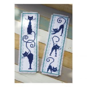Counted Cross Stitch Kit: Bookmark: Cheerful Cats (Set of 2) Vervaco PN-0146948