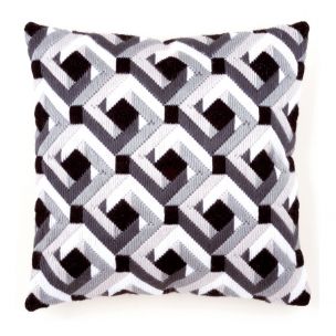 Long Stitch Cushion: Black & White Vervaco PN-0148243