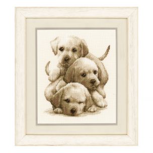 Counted Cross Stitch Kit: Labrador Puppies Vervaco PN-0148781