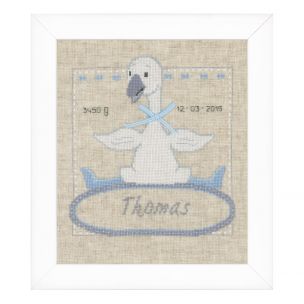 Counted Cross Stitch Kit: Birth Record: Goose with Bow Vervaco PN-0150085