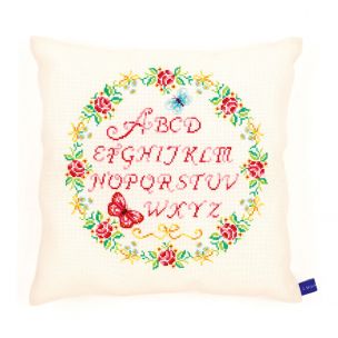 Counted Cross Stitch Cushion: Alphabet and Roses Vervaco PN-0153869