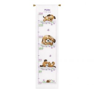 Counted Cross Stitch Height Chart: Playing Dogs Vervaco PN-0155039