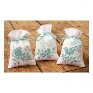 Counted Cross Stitch Kit: Pot Pourri Bags: Birds and Blossoms (Set of 3) Vervaco PN-0155320